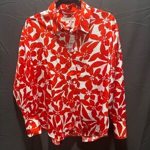 LOFT Plumeria Twill Shirt Tamale Red